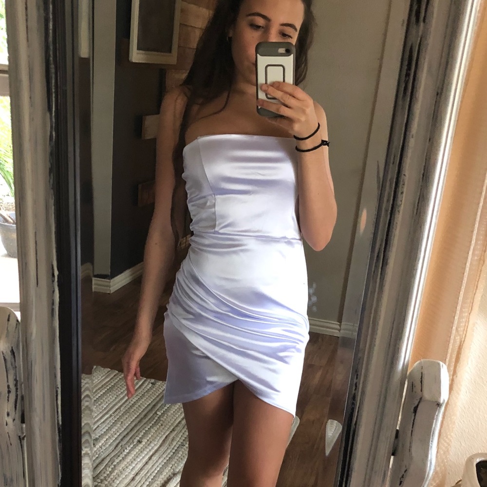 Silky white wrap around dress